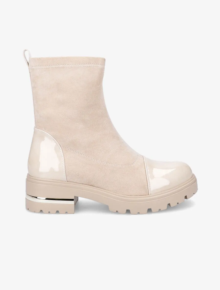 Bottines à bout vernis - Beige