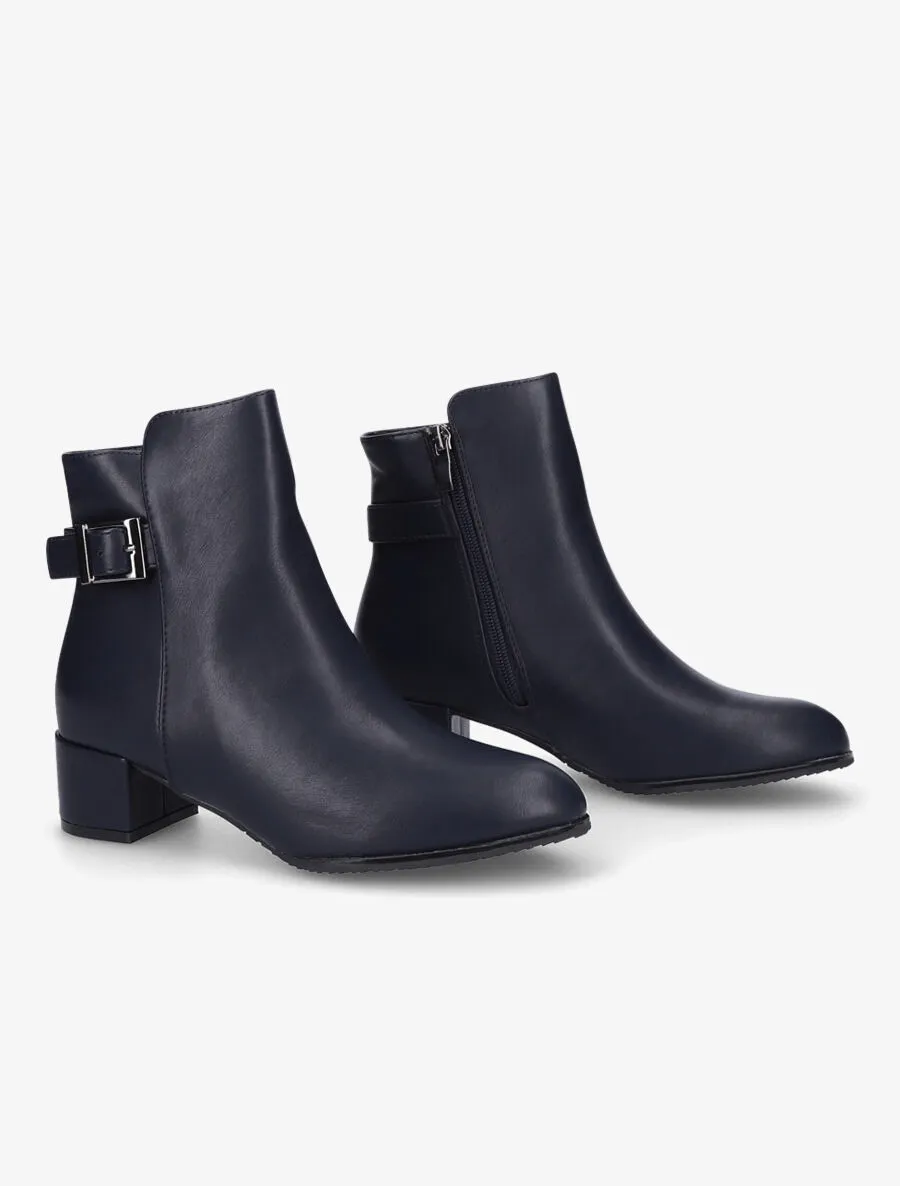 Bottines à talon et à boucle - Marine