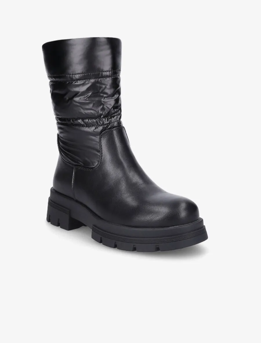 Bottines bi-matière matelassées - Noir