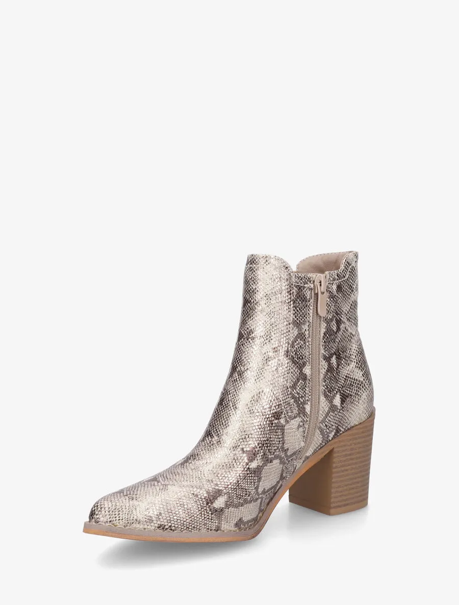 Bottines élastiquées imprimé python - Beige