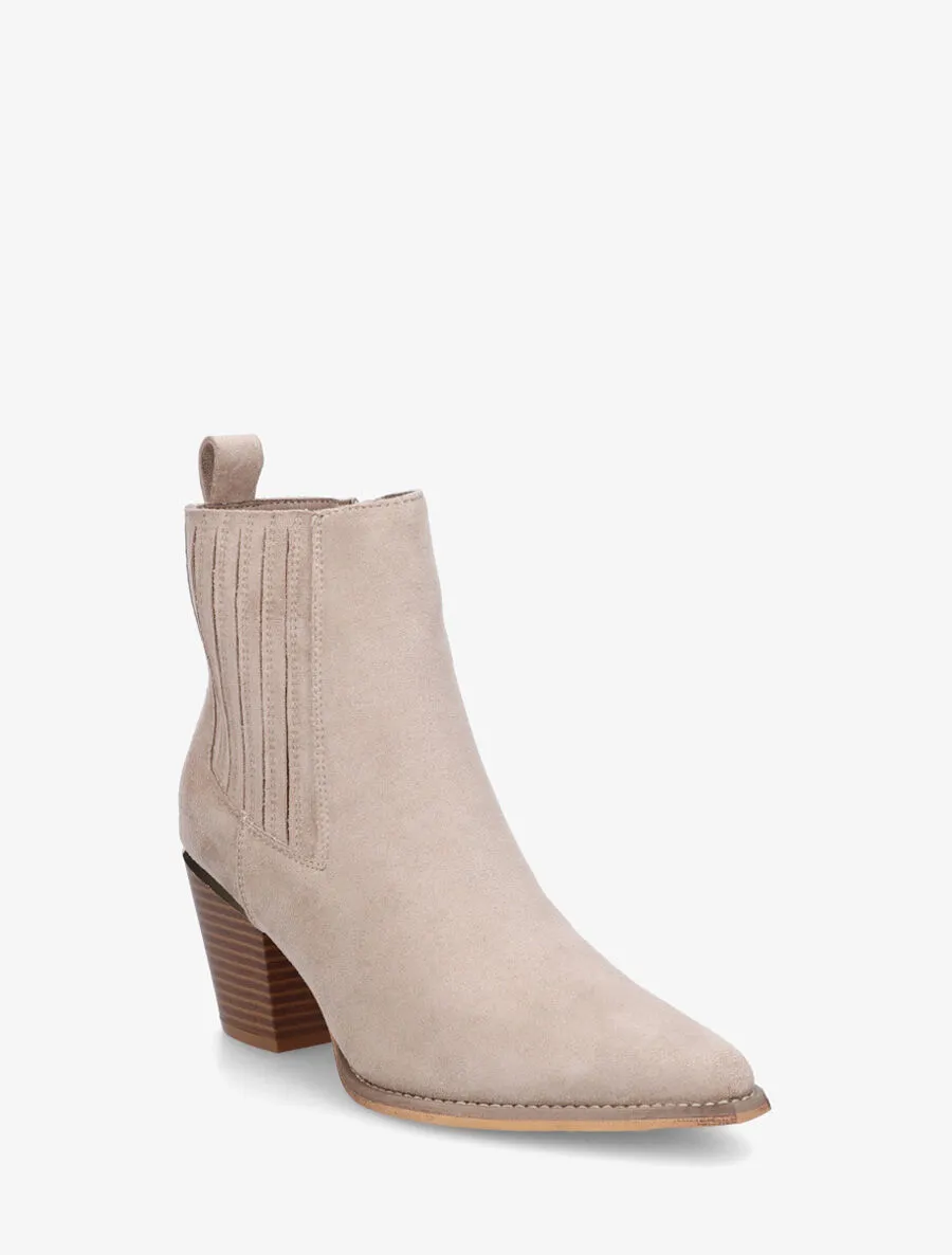 Bottines style santiags en suédine - Beige