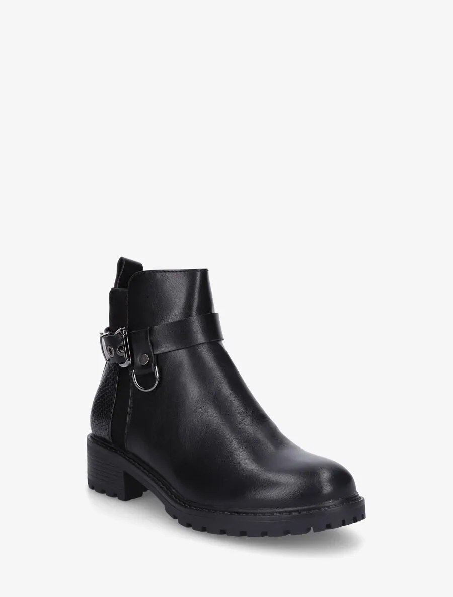 Bottines unies à contrefort python - Noir