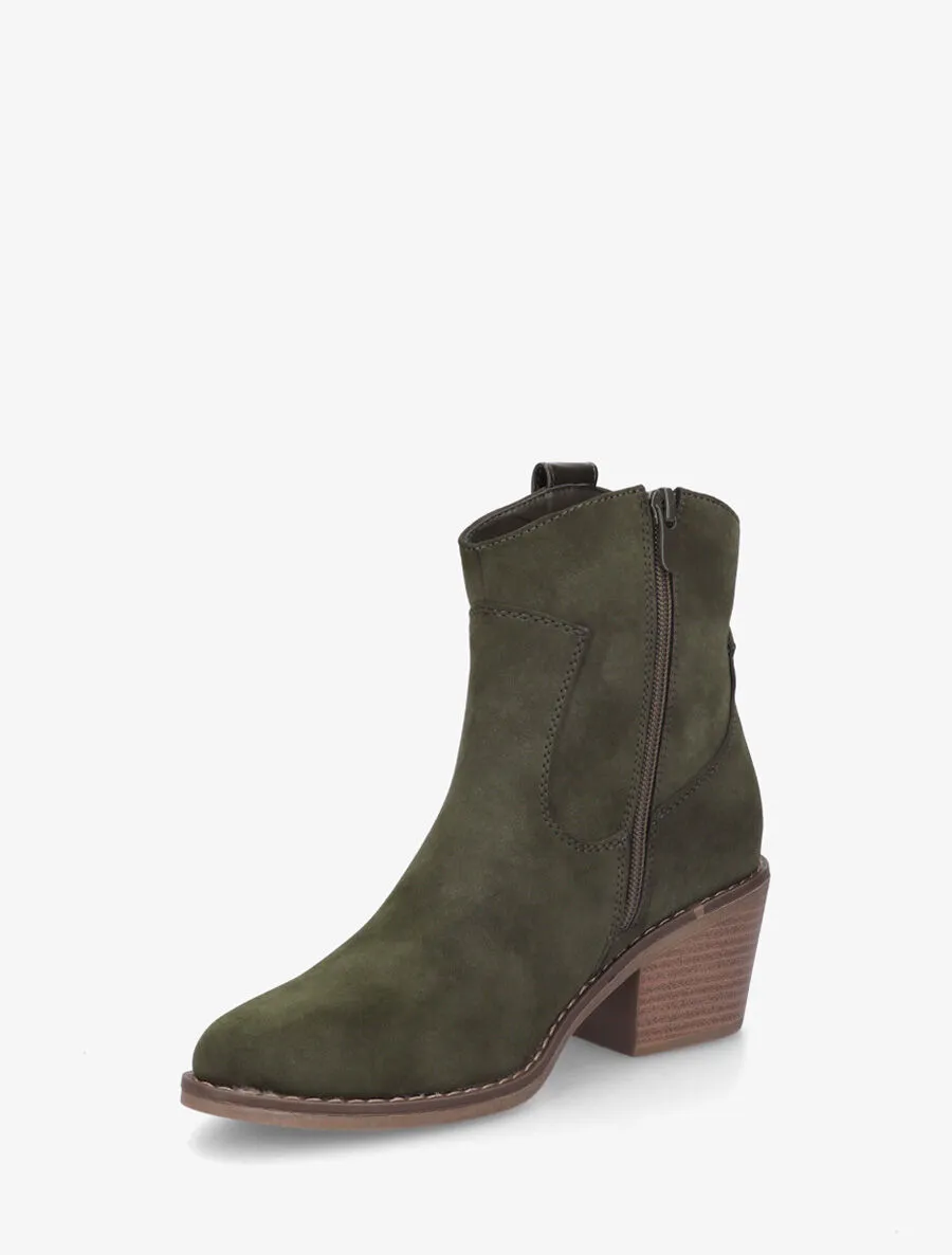 Bottines unies style santiags - Kaki