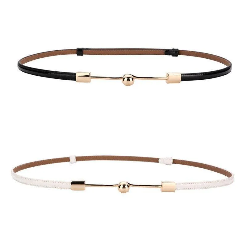 Ceinture fine en cuir pour femme, modèle Wrona
