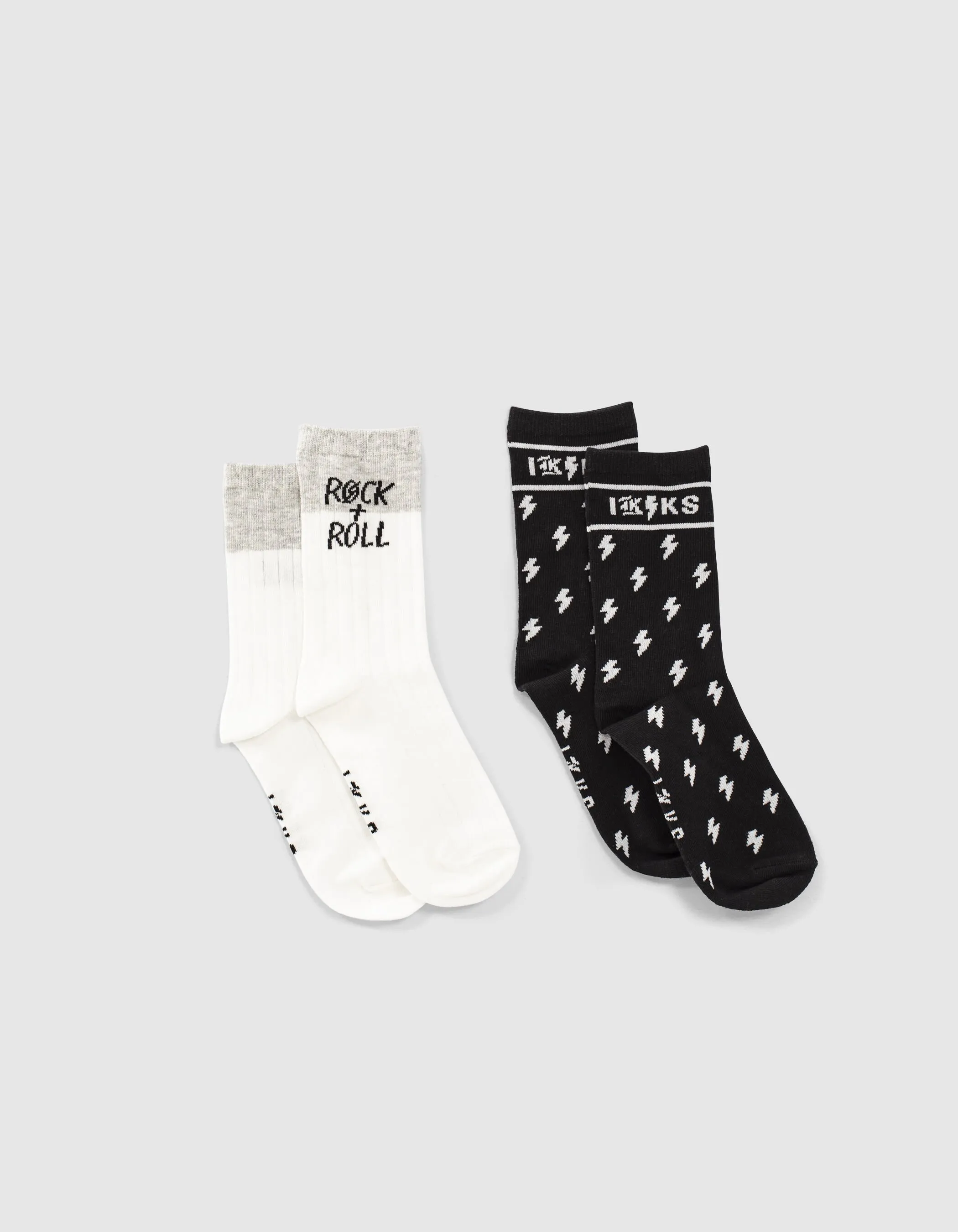 Chaussettes noires, blanches et grises rock garçon