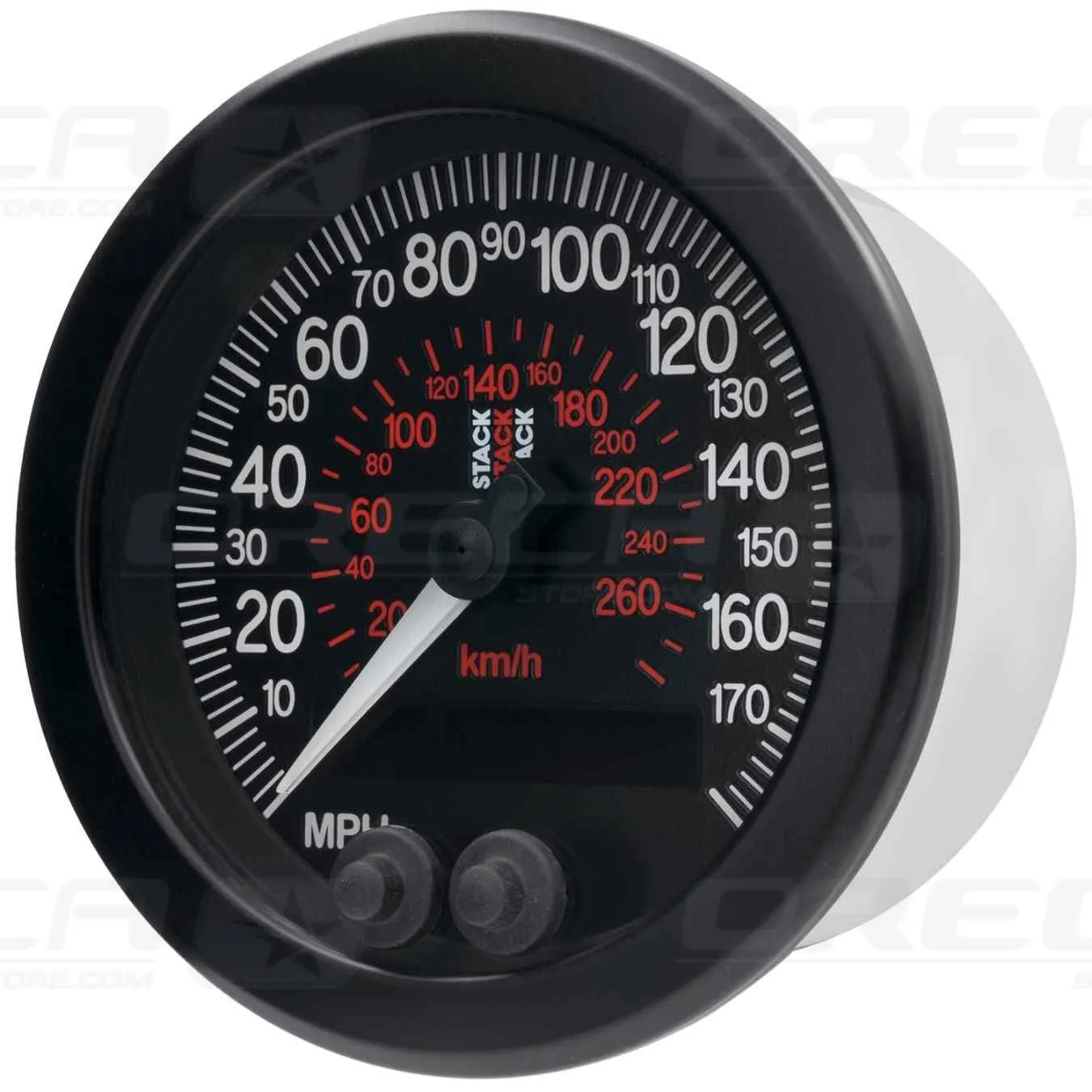 Compteur de vitesse GPS 0-180 MPH / 290 KM/H 88mm Noir STACK 726ST3803