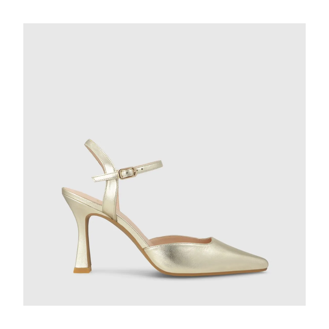 Escarpin slingback pour femme en cuir métallisé doré. I LODI Chaussures pour femme online.