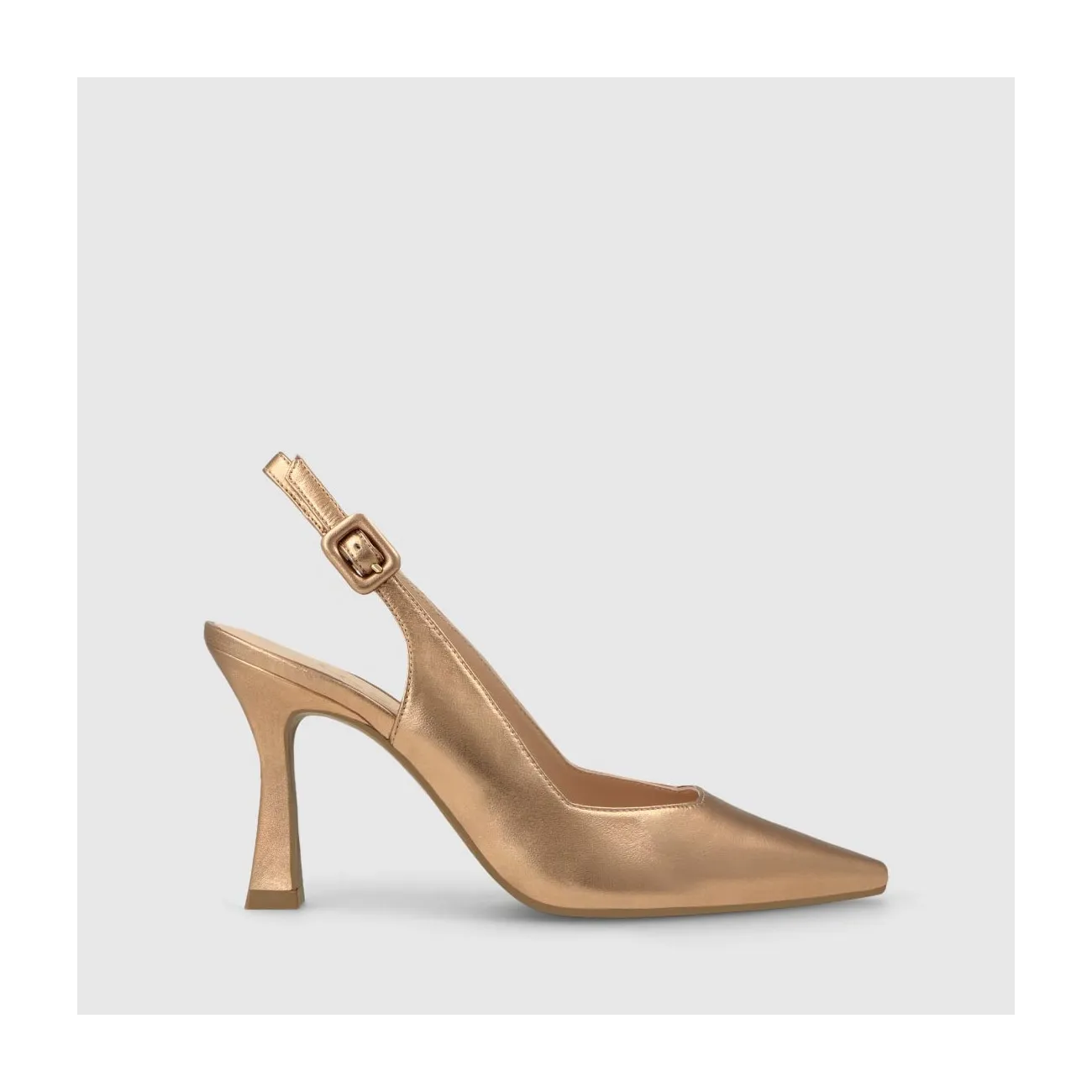 Escarpins à talon ouvert femme en cuir métallisé de couleur doré opaque | LODI Chaussures pour femme en ligne.