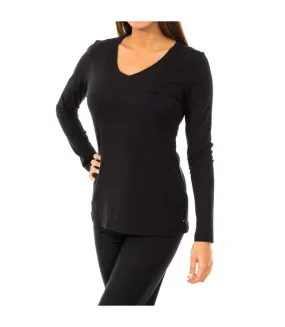 Long-sleeved V-neck t-shirt 1487903577 woman