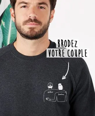 Polo homme Couple brodé personnalisé (base foncée)