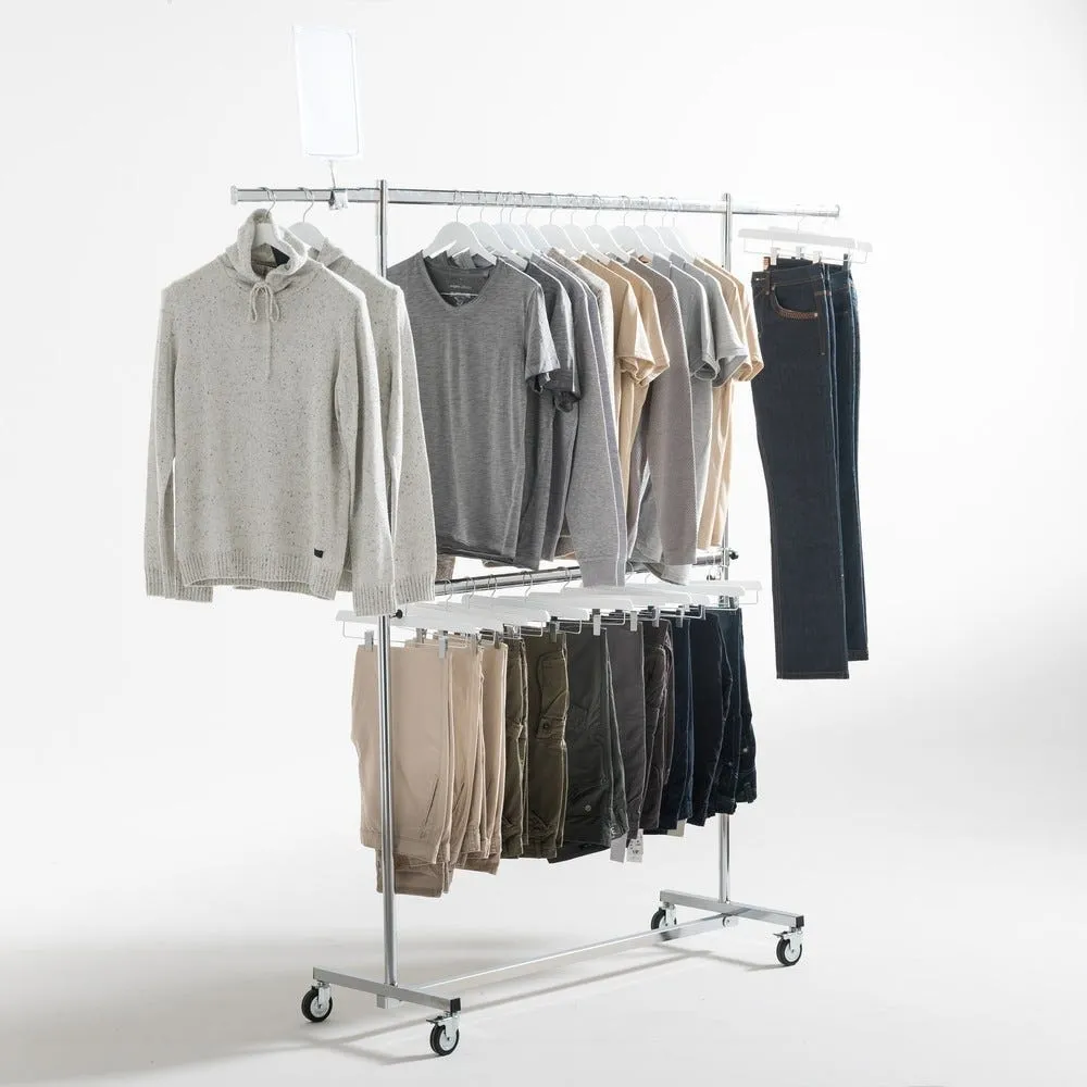 Portant droit pliant solide L150cm - hauteur réglable de 118 à 190cm – chromé