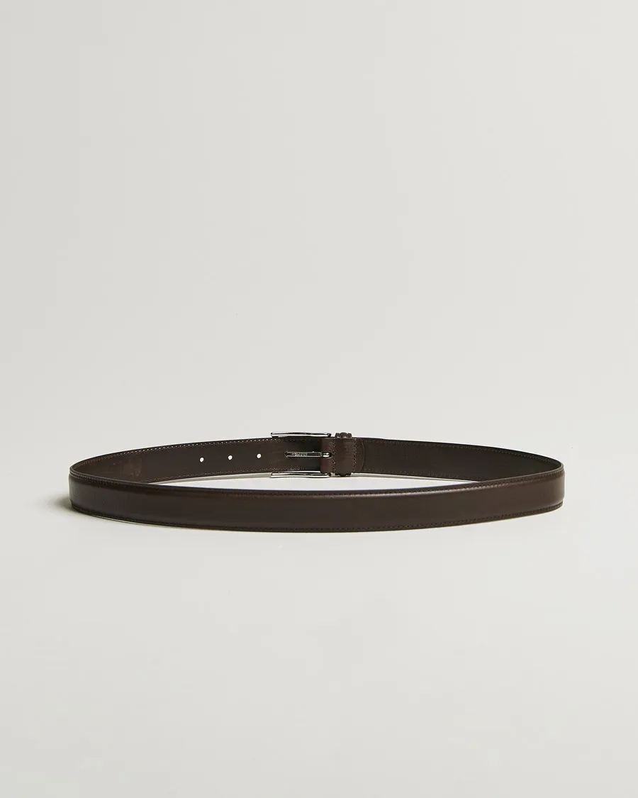 Structure Leather Suit Belt 3 cm Dark Brown