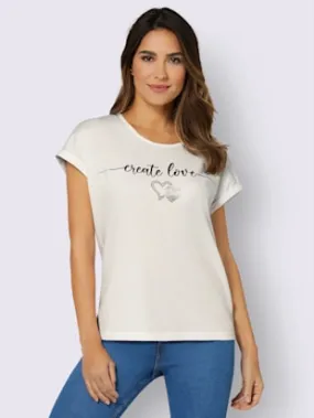T-shirt à encolure ronde imprimé transfert couleur argenté
