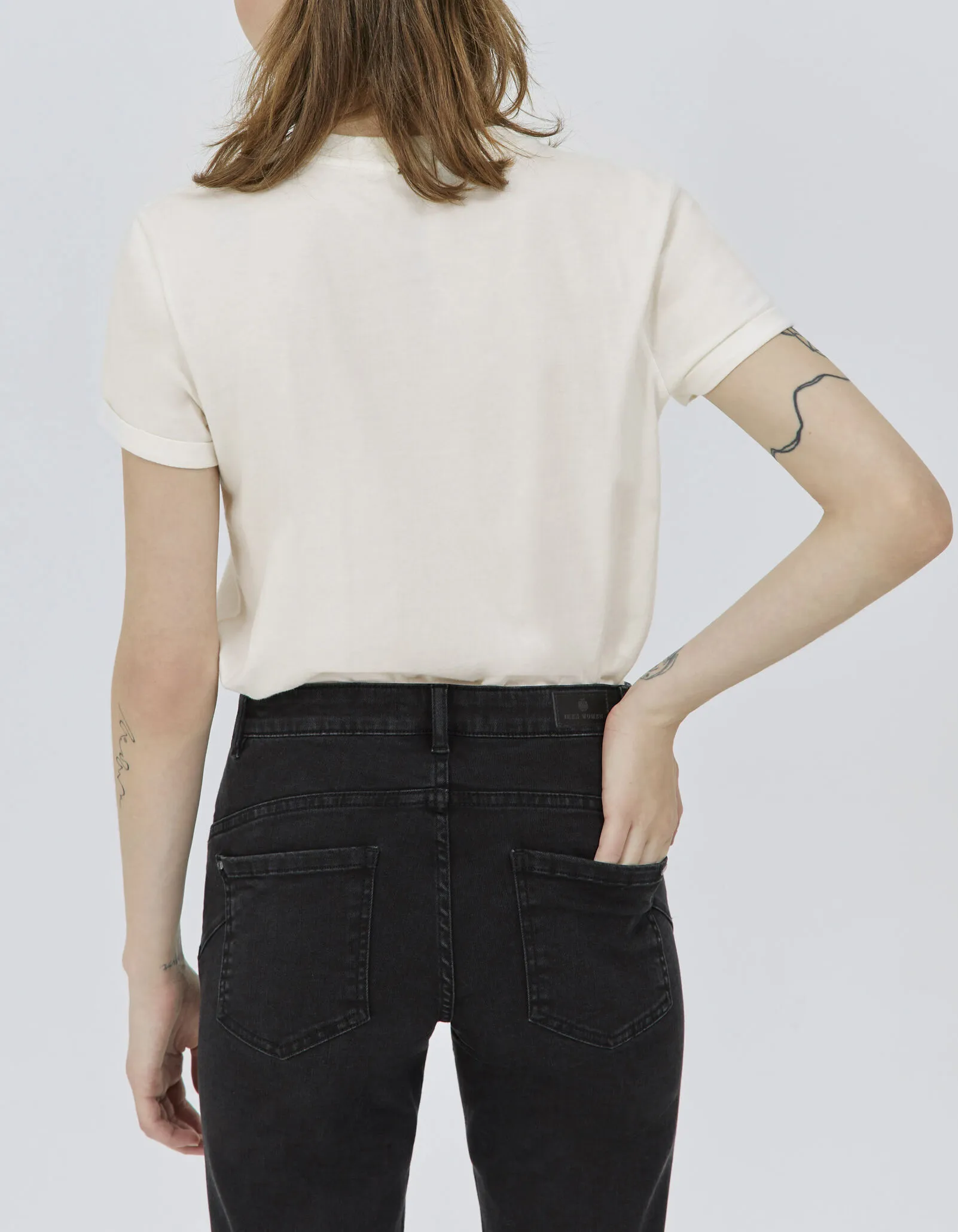 Tee-shirt écru visuel collage arty rock and love Femme