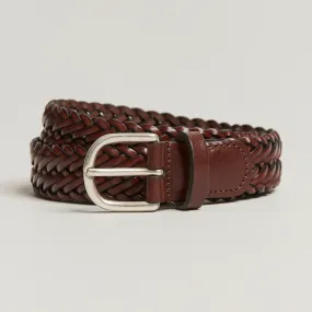 Woven Leather Belt 3 cm Cognac